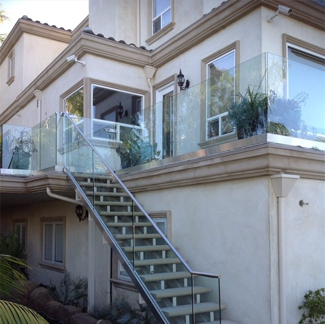 U-shape channel handrails for 12mm glass outdoor balcony aluminum railing