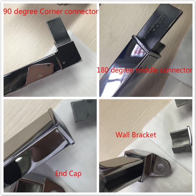 China fornecedor quadrados encaixes do corrimão de aço inoxidável para trilhos de vidro 8-13.52mm