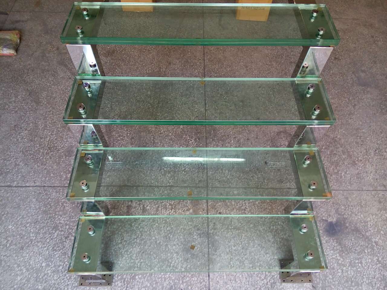 frameless toughened glass steps for staircase