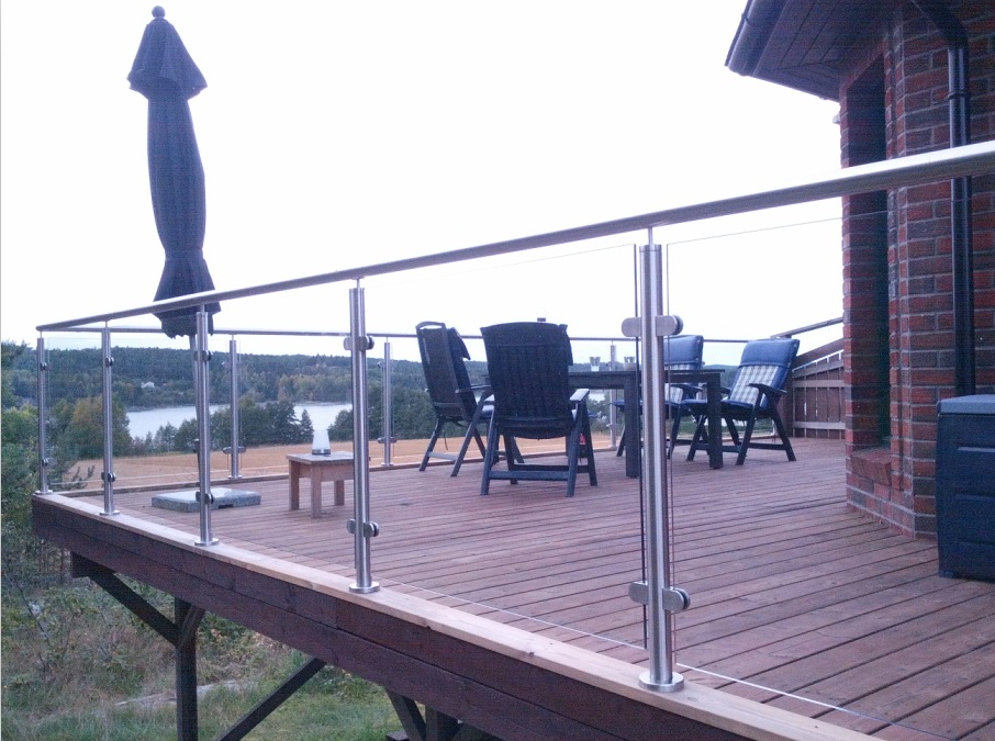 glass balustrade round post railing for stairs