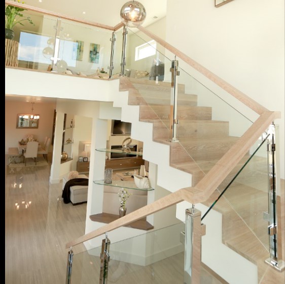 home renovation interior stair glass railing design