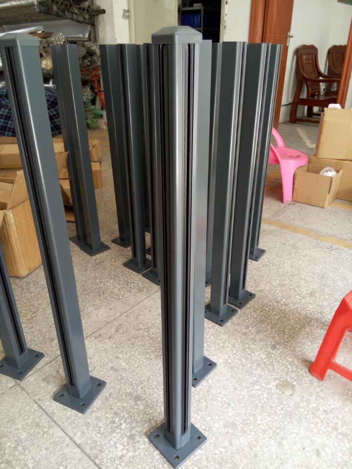 powder coated aluminum fence post 10mm thick tempered glass railing