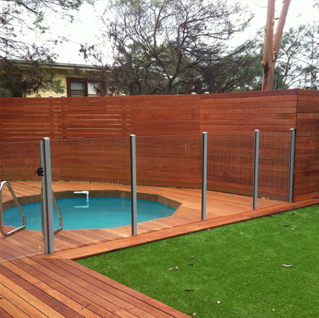 basen pół-bezramowe szkło ogrodzenia, profile aluminiowe ogrodzenia basenu szkło