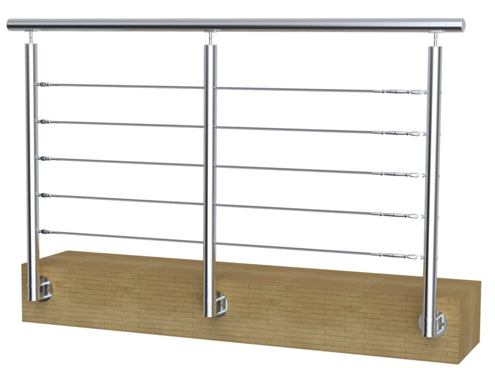 seitliche Montage Edelstahlseil Geländer Design für Balkon im Freien Deck