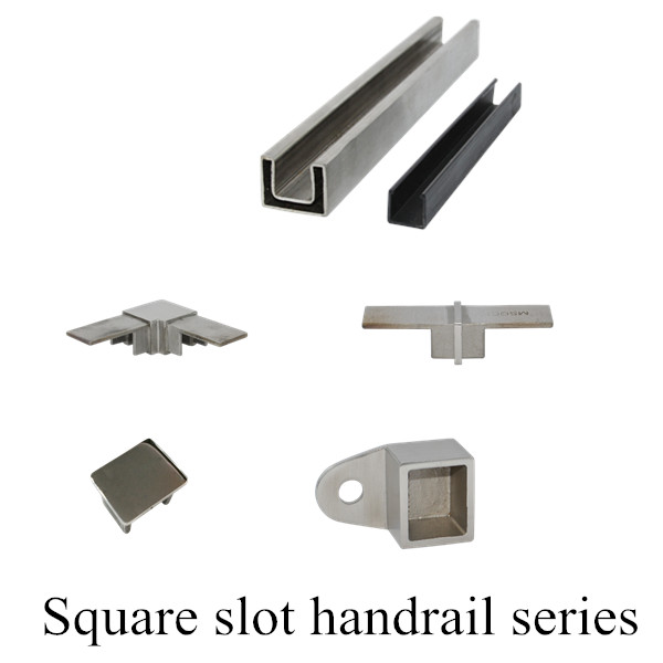 slot handrail  with 14*14 mm slot for 12mm tempered glass
