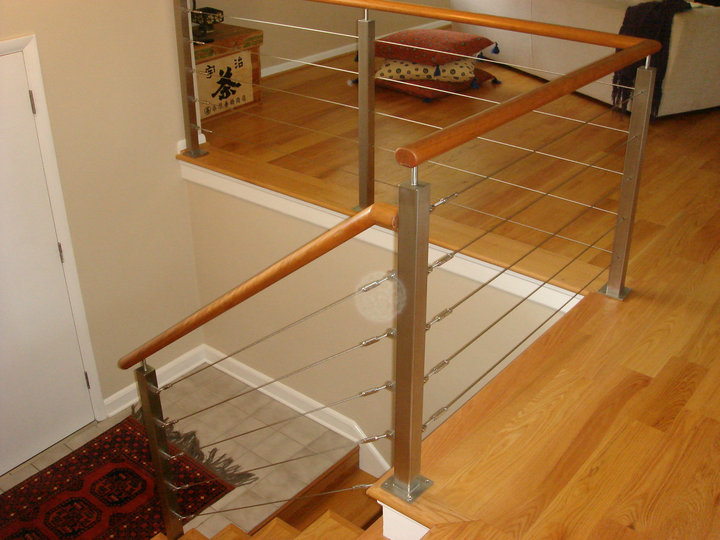 barandilla de cable de acero inoxidable para la escalera