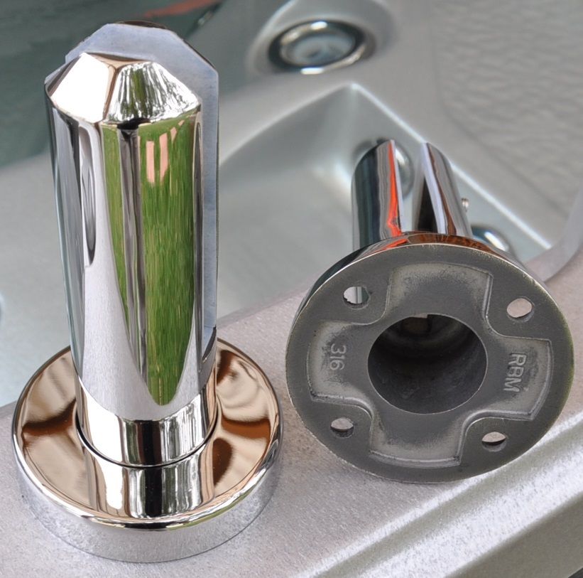 rubinetto in acciaio inox sistema di bloccaggio ringhiera in vetro senza cornice