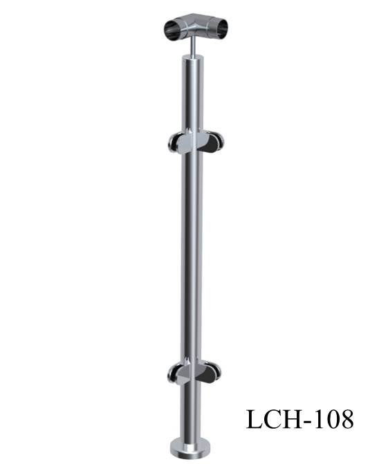 stainless steel stair handrail post with glass clamp