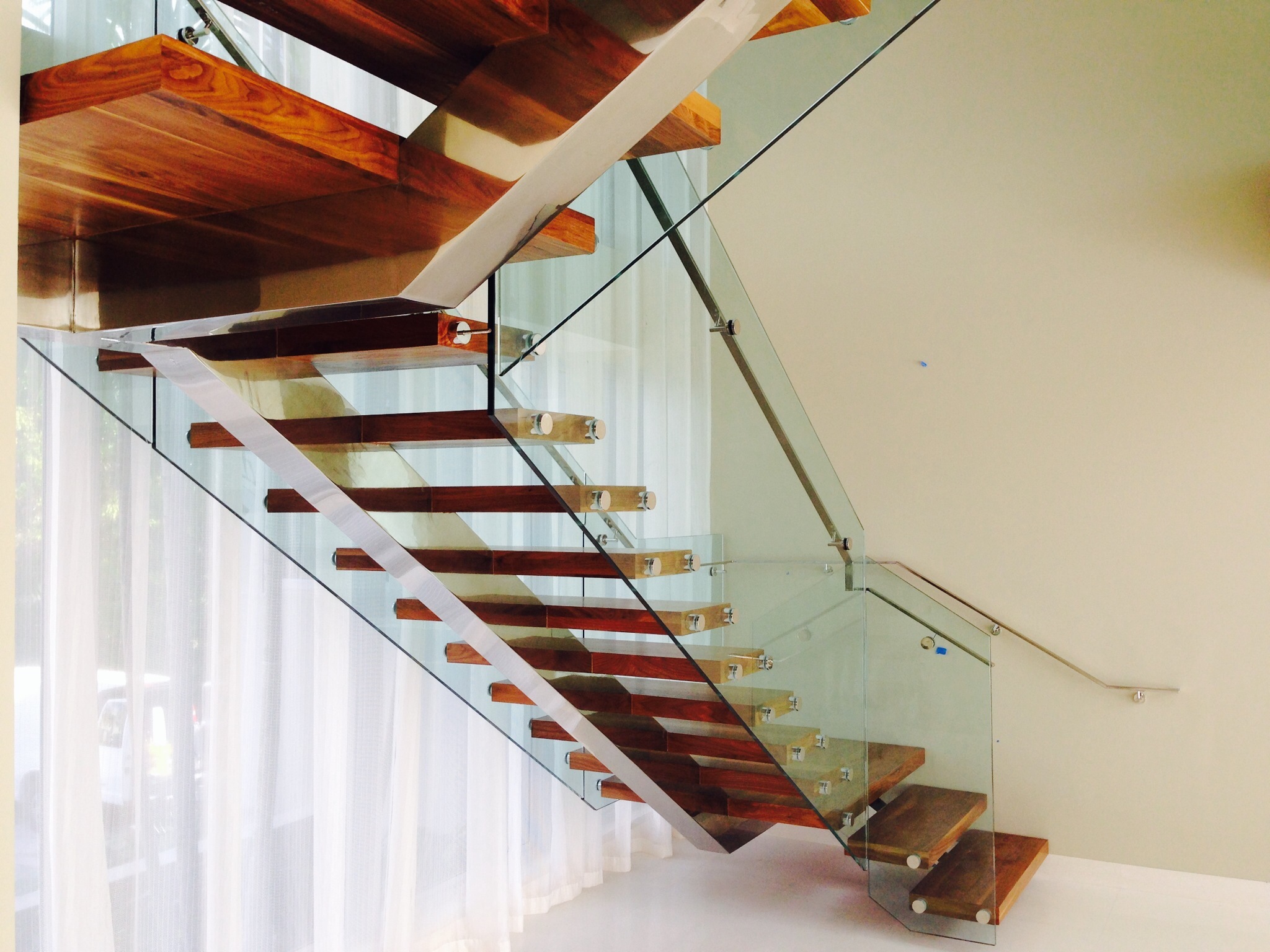staircase railing concrete mount stainless steel glass standoff
