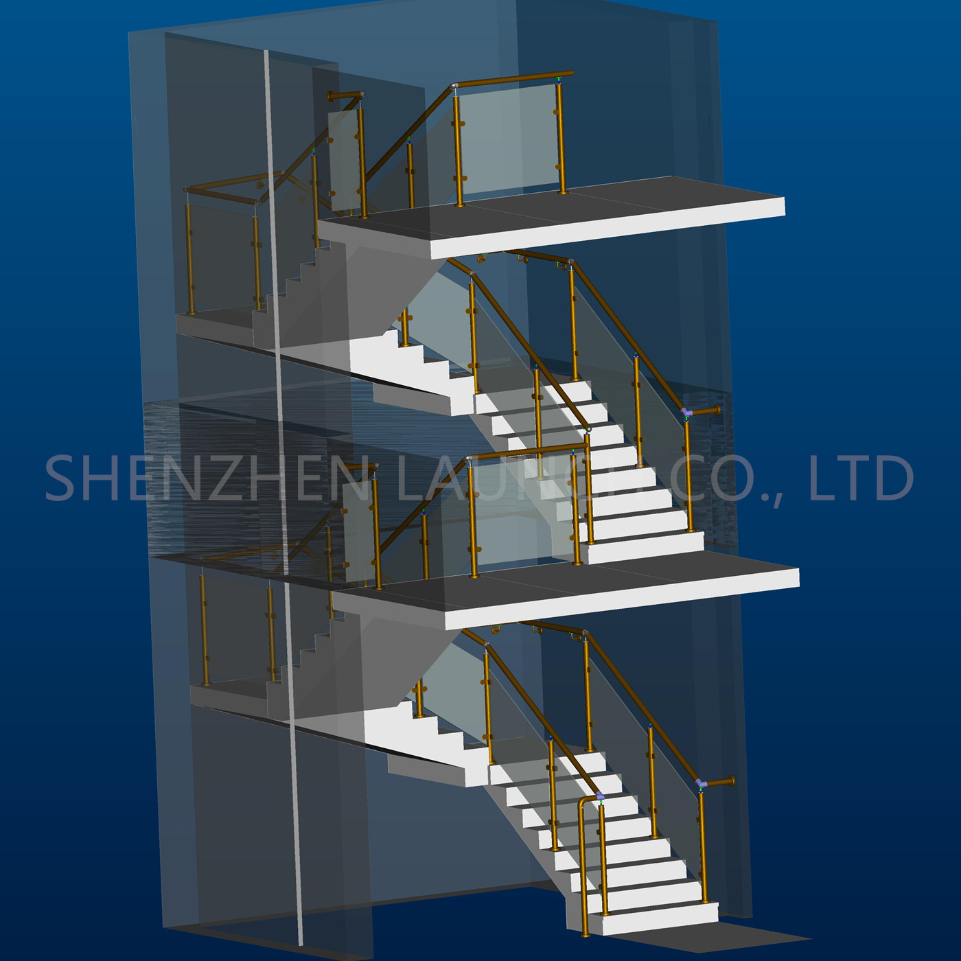Barandilla de cristal templado de diseño para barandas de escalera.
