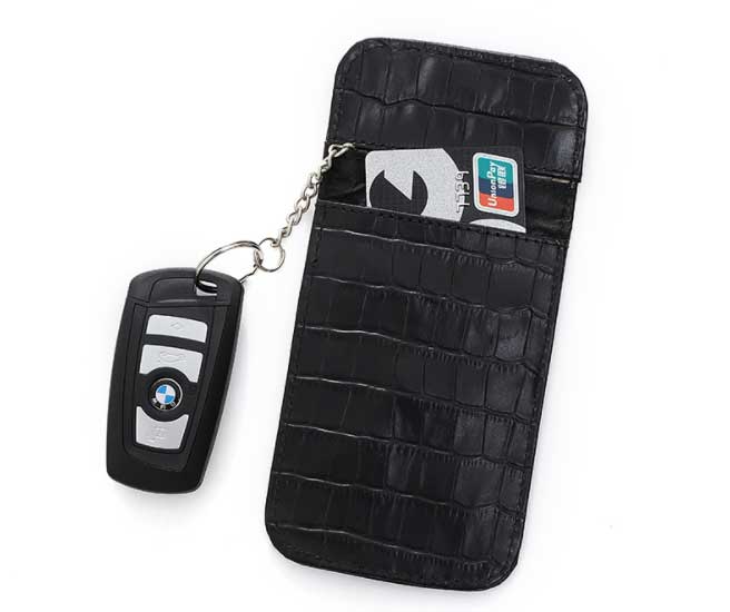 100% Echtes Leder Business RFID Blocking Key Fobs RFID Blocking Tasche Autoschlüssel