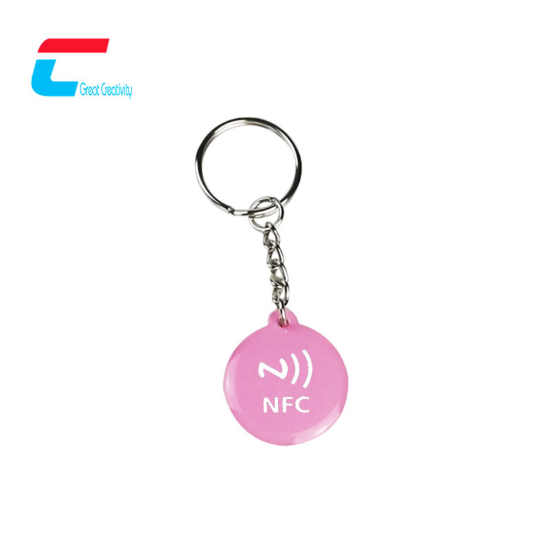 Custom Wholesale NFC Epoxy Resin Tag Key Ring Social Media Sharing Metal Ring Key Ring