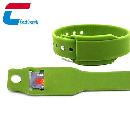 Wholesale RFID Silicone Wristband with Card Slot Removable Replacement RFID Chip