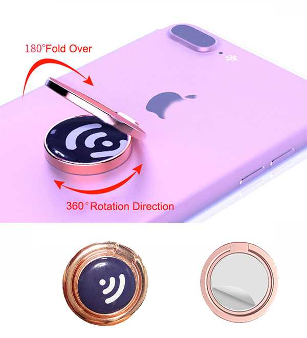 Großhandel benutzerdefinierte NFC-Tag-Social Metal Ring Mobiltelefonhalter