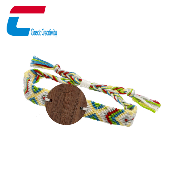 Custom Logo Wood RFID Fabric Wristband For Festival