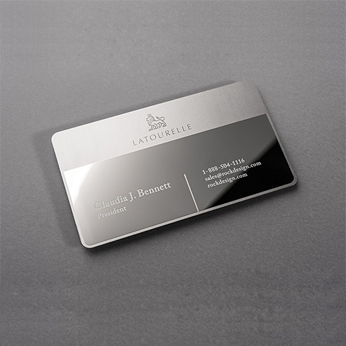 Καθρέφτης χάραξη ανοξείδωτο μέταλλο επαγγελματική κάρτα