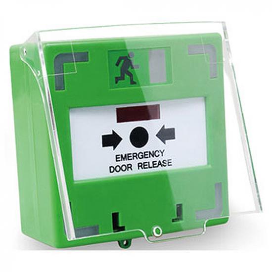 Botón de salida de la puerta de la puerta de cristal verde interruptor de reinicio del sistema de alarma de incendio de emergencia