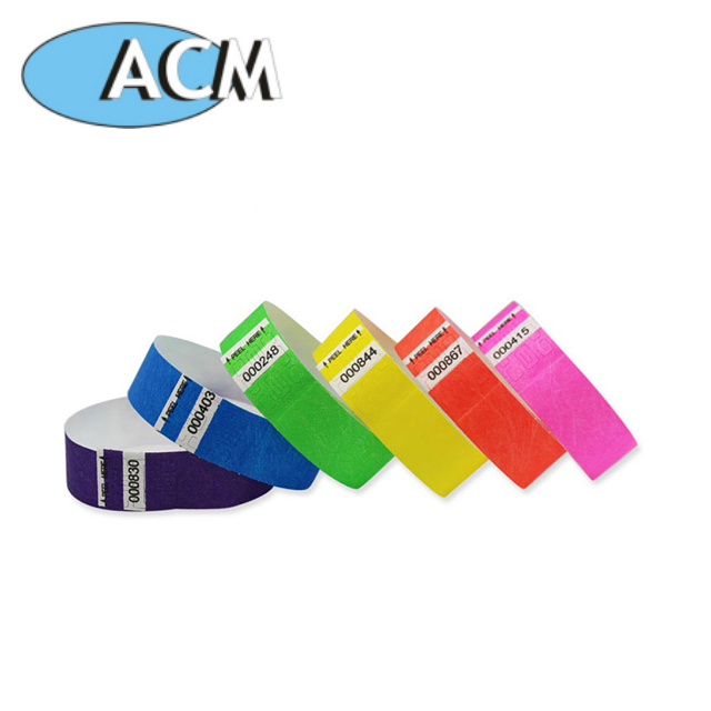 ACM-W008 MF 13.56mhz wristbands rfid paper printing wristband
