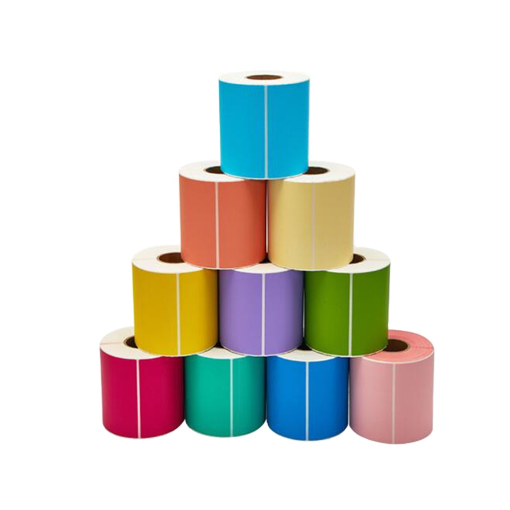 Rolo auto-adesivo colorido rolo em branco da etiqueta térmica da cor de três impermeáveis ​​que imprime o papel da barra térmica do código da barra