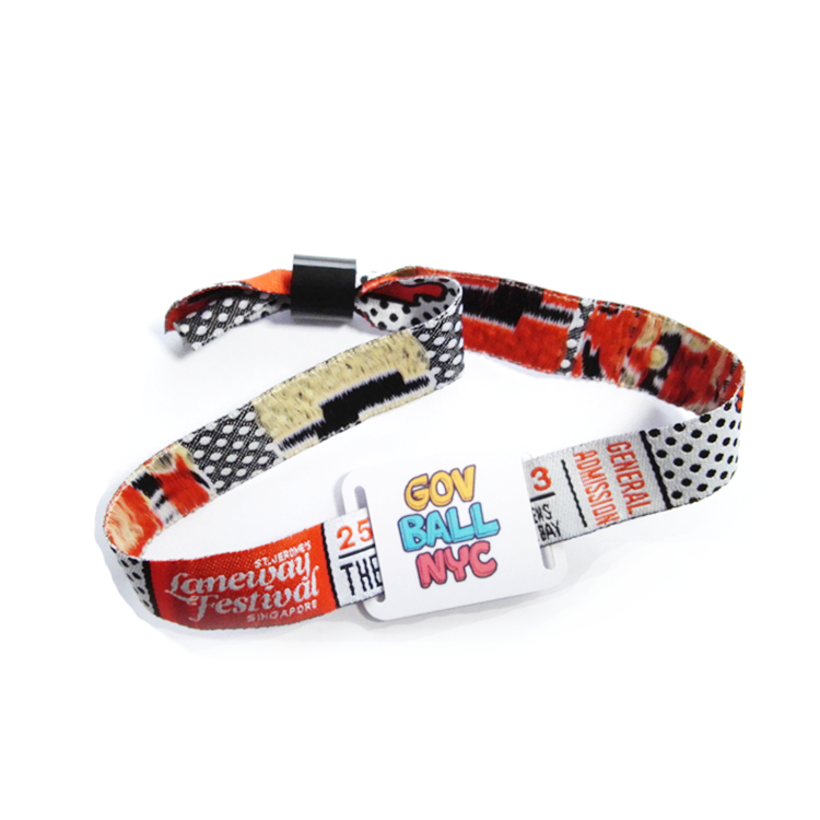 Concert Events Disposable Logo Printed RFID Fabric Woven Wristband for Festival