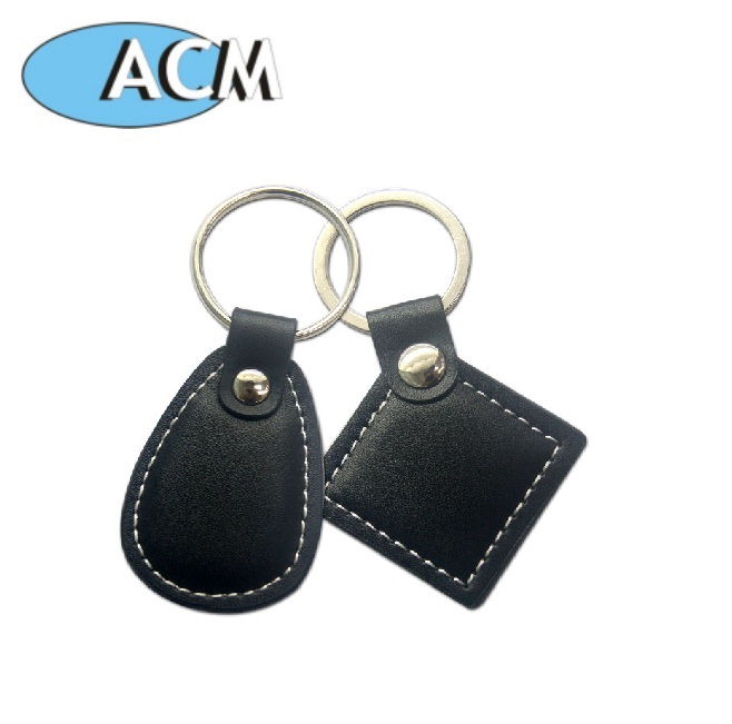 Preço de fábrica smart key tag couro rfid keyfob