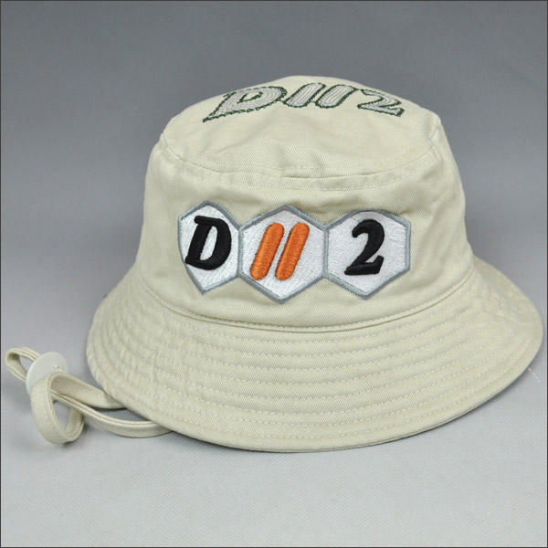 2013 3D broderie chapeaux seau avec de la ficelle réglable