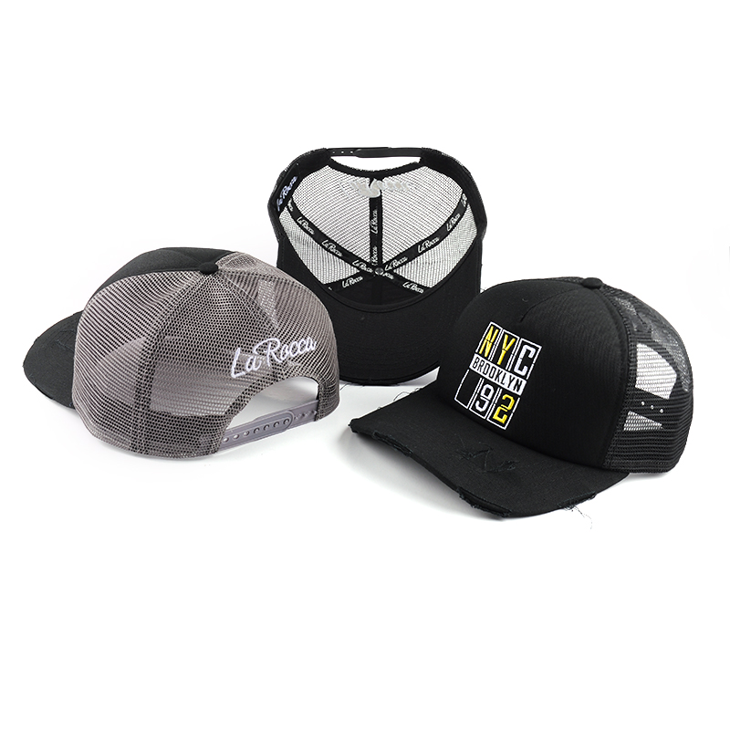 5 panels embroidery foam trucker caps distressed mesh hats custom