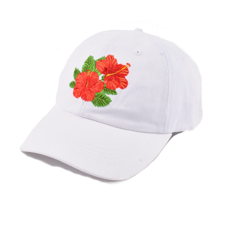 6 πάνελ απλό κέντημα λουλουδιών λευκό καπέλο μπαμπάς