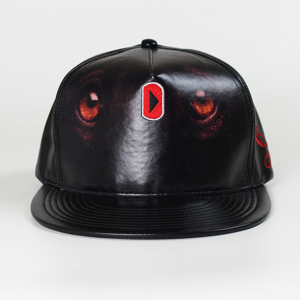 Snapback chapéu de couro preto atacado personalizado, couro cap snapback plain