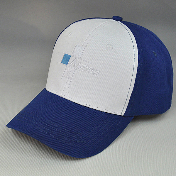 青い刺繍コットン野球帽