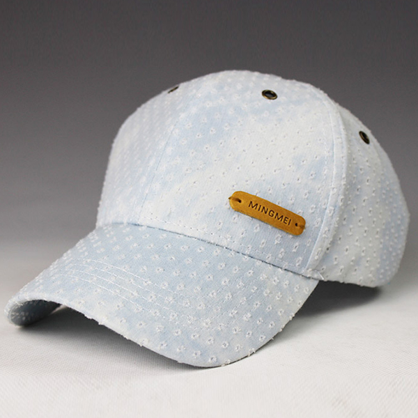 Custom 6 panel baseball cap with leather patch