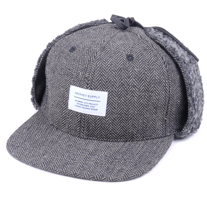 Cappellino con cappuccio in lana grigia Snapback personalizzato