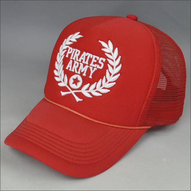 3D rouge broderie de chapeau de maille en gros