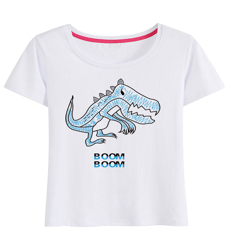 Zomer's crewneck cartoon dinosaurus grafische schattige t-shirt.
