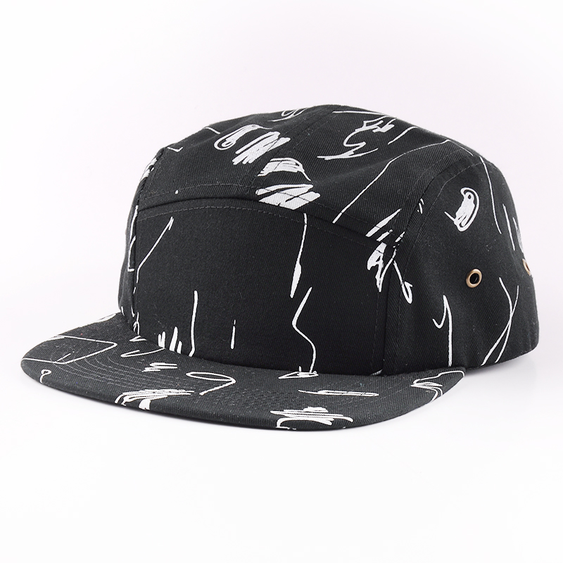 赤ちゃんのファッション印刷黒5パネル帽子