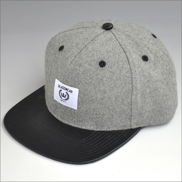 sombreros en blanco de cuero negro snapback personalizado