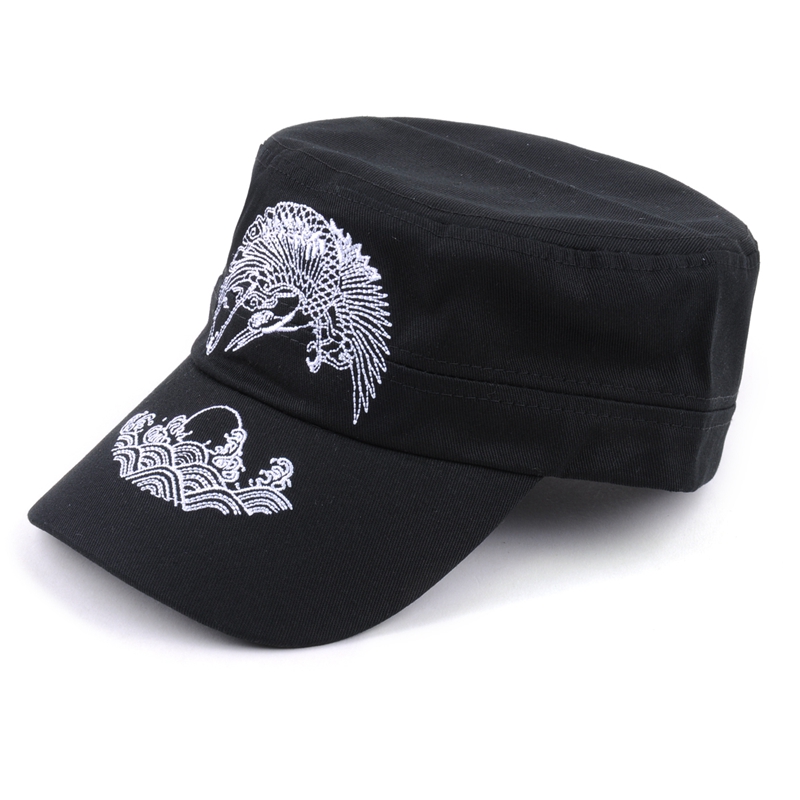 black plain mens embroidery logo military cap