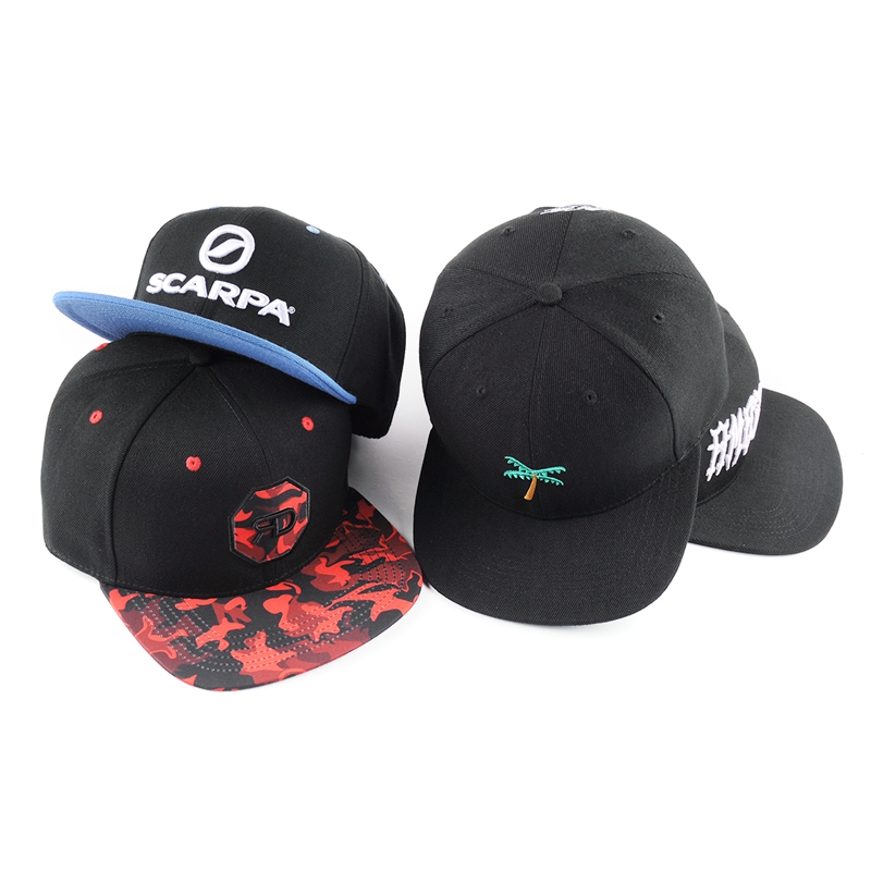 sombreros del snapback negro sombreros bordados personalizados