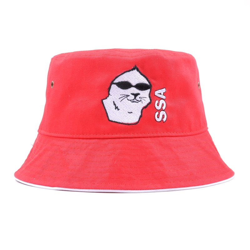 cartoon bordado vermelho bebê balde chapéu personalizado