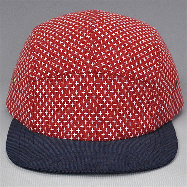 Custom 5-paneel kamp cap, groothandel blanco 5 paneel snapback hoeden