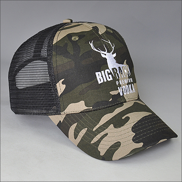 custom 6 panel camo mesh trucker hat