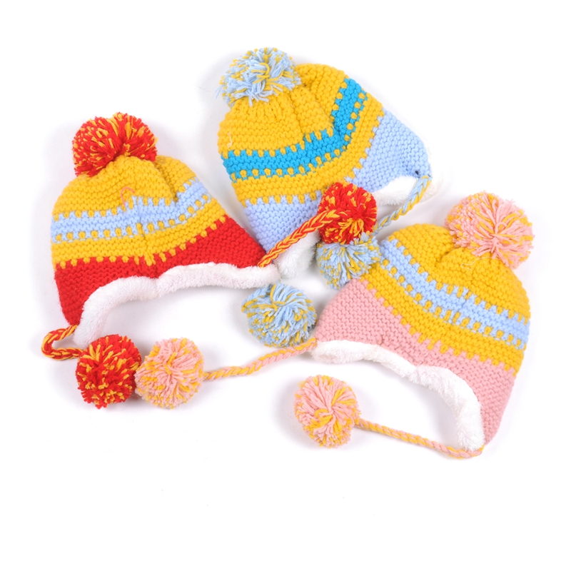 cappelli invernali personalizzati per bambini con la palla sulla parte superiore, design del cappello beanie per bambini