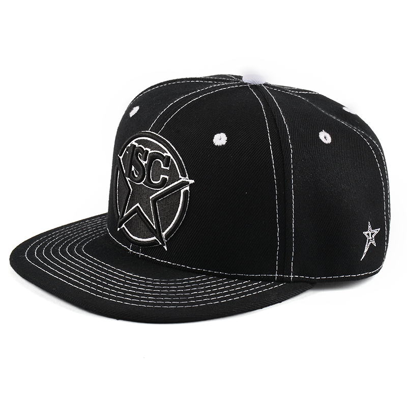 chapéus feitos sob encomenda pretos feitos sob encomenda do snapback do bordado da borda 3d