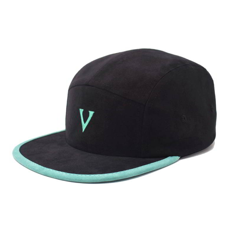 custom plain vfa black suede 5 panels snapback hats