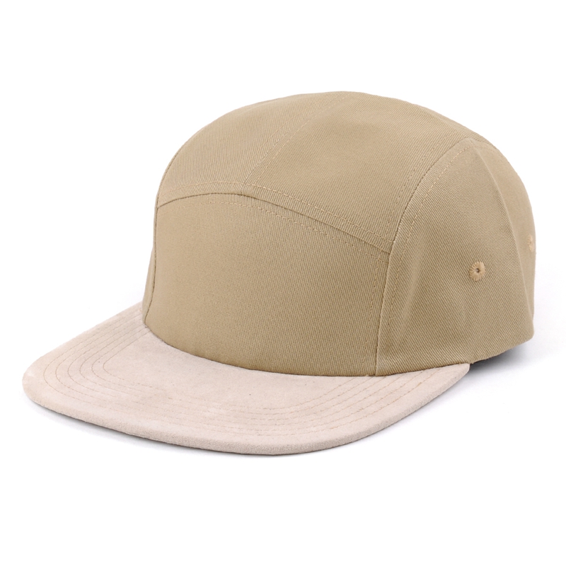 camurça personalizada borda plana em branco 5 painéis chapéu