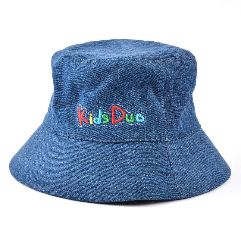 denim baby embroidery bucket hat custom children's bucket hat
