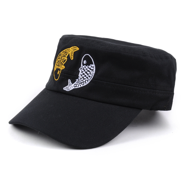 design embroidery logo black military cap wholesale