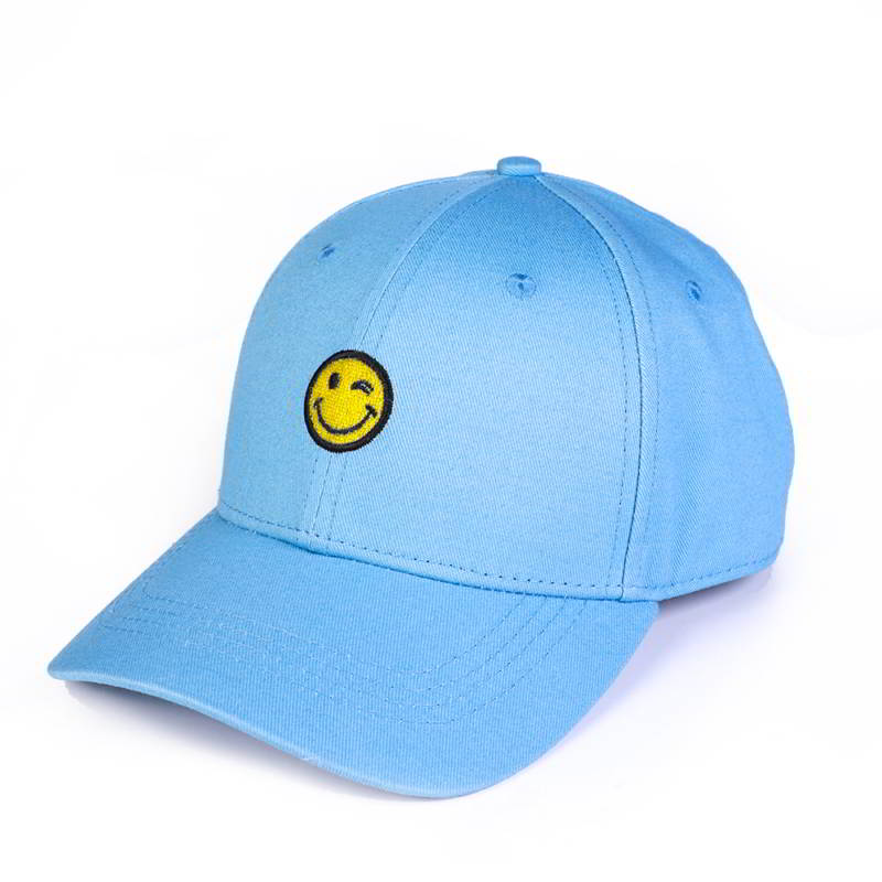 cappelli basali sportivi in ​​cotone blu a 6 pannelli con logo in tinta unita
