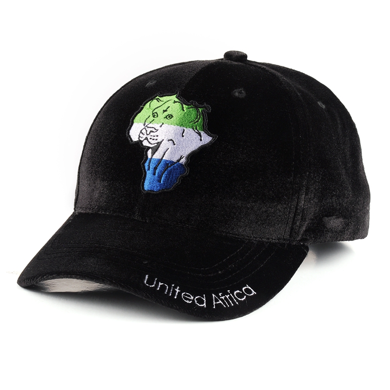 التطريز الأسود pleuche قبعات البيسبول مخصص