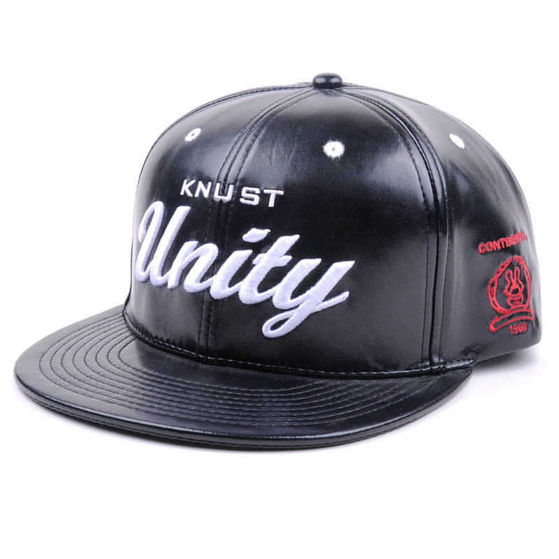embroidery logo leather snapback hat